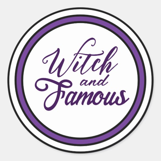 魔女をテーマにした紫色のハロウィンデザイン ラウンドシール (正面)