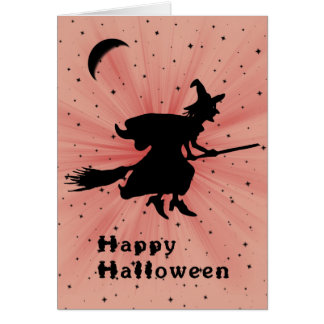 魔女を箒に置いたハロウィンカーユーモアのあるド