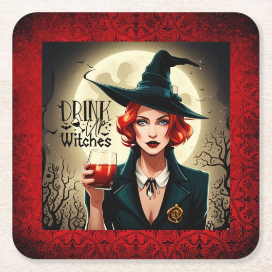 魔女を飲む スクエアペーパーコースター (正面)