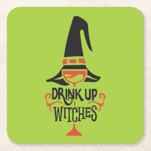 魔女を飲む ハロウィーン スクエアペーパーコースター