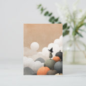 魔女アート不気味かわいいミニマリストハロウィーン ポストカード (スタンド正面)