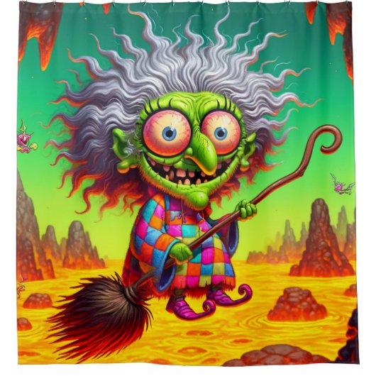 魔女アート シャワーカーテン (正面)