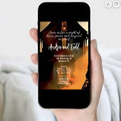 魔女エレガントと猫のシルエットハローウィンパーティ 招待状