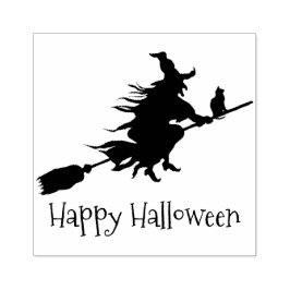 魔女オンブロムスティックハロウィーンデザイン木印 ラバースタンプ