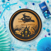 魔女オンブロムハロウィン不気味ハウスツリーズ ペーパープレート (パーティー)