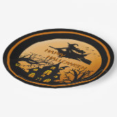 魔女オンブロムハロウィン不気味ハウスツリーズ ペーパープレート (アングル)