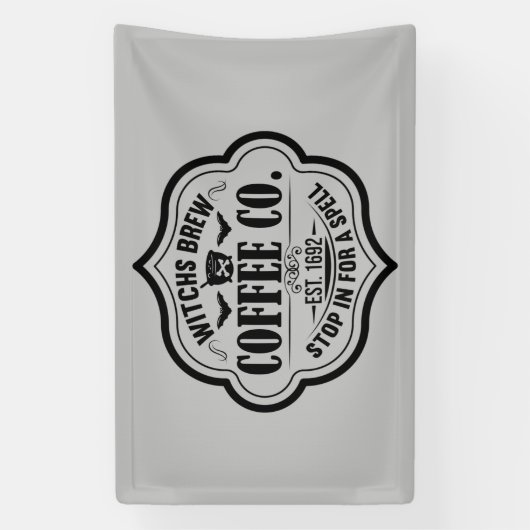 魔女カッコいいがコーヒーのハロウィーンを作る 横断幕 (縦)