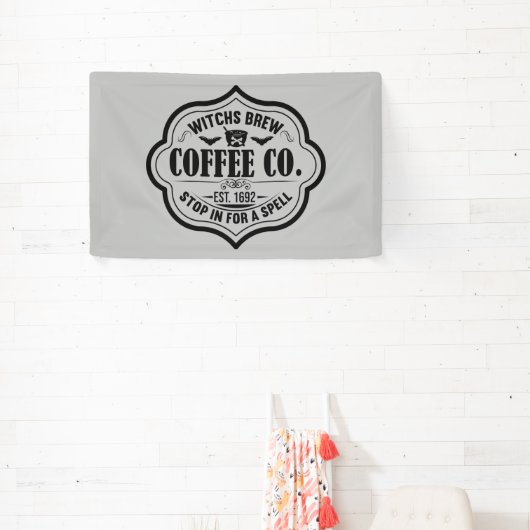 魔女カッコいいがコーヒーのハロウィーンを作る 横断幕 (インサイチュ)