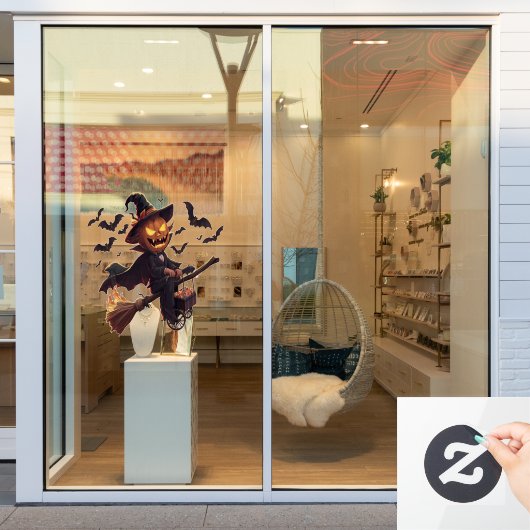 魔女カボチャのハロウィーン ウィンドウサイン (店舗窓)