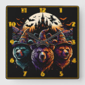 魔女カラフルは不気味な城を持つ スクエア壁時計 (正面)