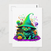 魔女カラフル猫 ポストカード (正面/裏面)