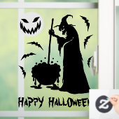 魔女カルドロンこうもりと怖い月のハッピーハローウィン ウィンドウサイン (ホーム)