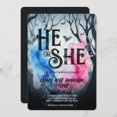 魔女カルドロンピンクブルーハロウィーンジェンダーの明かす 招待状 (正面/裏面)