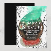 魔女カルドロン不気味霧ベビーシャワードードル 招待状 (正面/裏面)