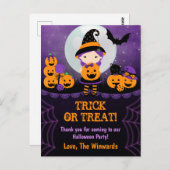 魔女ガールカボチャハローウィンパーティサンキューユー ポストカード (正面/裏面)