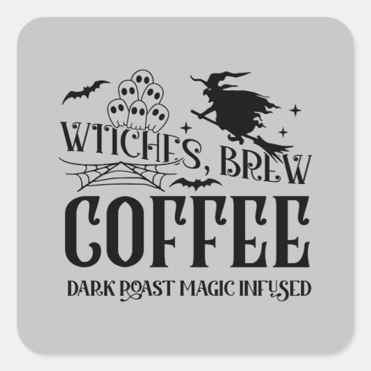 魔女クールがコーヒーのハロウィーンを作る スクエアシール (正面)