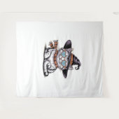 魔女クール猫 – かわいいハロウィーン子猫とハートG タペストリー (正面(横))