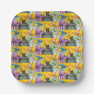 魔女シスターブラックキャット&ハロウィンビール ペーパープレート