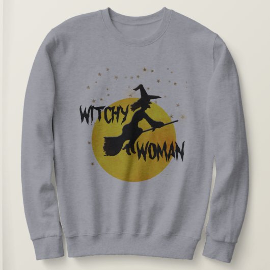 魔女シルエット飛んでいるムーンスターズ スウェットシャツ (デザイン正面)