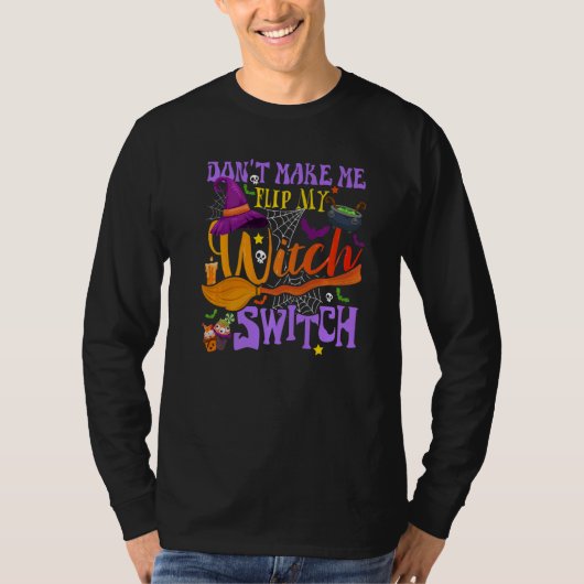 魔女スイッチのハロウィーン1をフリップさせない Tシャツ (正面)