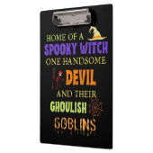魔女スパイダーウェブ付きファミリーハロウィーン引用文 クリップボード (左)
