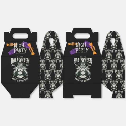魔女デザイン付きハロウィーンキャンディボックス フェイバーボックス (見開き)