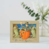 魔女デーモンハロウィーンのカボチャのちょうちん悪魔 ポストカード (スタンド正面)