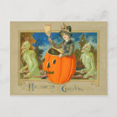 魔女デーモンハロウィーンのカボチャのちょうちん悪魔 ポストカード (正面)