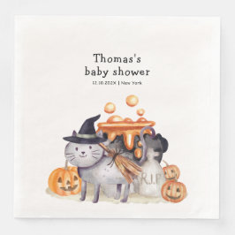 魔女ハットで小さなブー猫の赤ちゃんシャワーを醸造