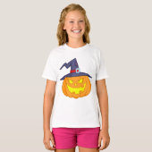 魔女ハットの女の子Tシャツとハロウィーンカボチャ Tシャツ (正面フル)