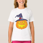 魔女ハットの女の子Tシャツとハロウィーンカボチャ Tシャツ (正面)