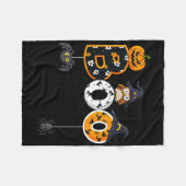 魔女ハットスパイダースボーイズガールとハロウィーンブフクロウ フリースブランケット (正面(横))