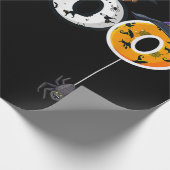 魔女ハットスパイダースボーイズガールとハロウィーンブフクロウ ラッピングペーパー (角)