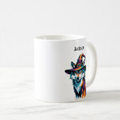 魔女ハットハロウィンを着た狼 コーヒーマグカップ (正面右)