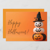 魔女ハットハロウィングリーティングカード付きカボチャ 招待状 (正面/裏面)