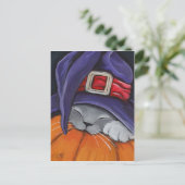 魔女ハットハロウィンポストカードを着た猫 ポストカード (スタンド正面)