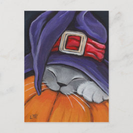 魔女ハットハロウィンポストカードを着た猫 ポストカード