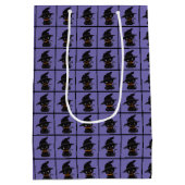 魔女ハットハロウィン付き黒猫 ミディアムペーパーバッグ (裏面)