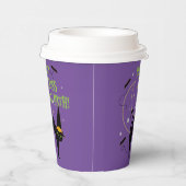 魔女ハットパープルのそれほど怖くない黒猫 紙コップ (右)