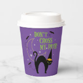 魔女ハットパープルのそれほど怖くない黒猫 紙コップ (正面)