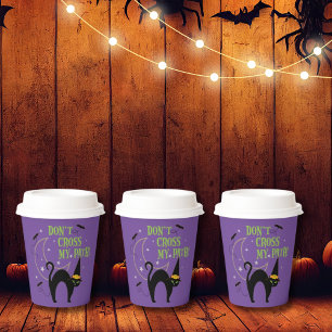 魔女ハットパープルのそれほど怖くない黒猫 紙コップ