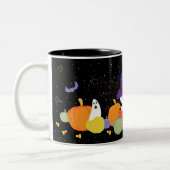 魔女ハットマグのハロウィーンかわいい猫 ツートーンマグカップ (左)