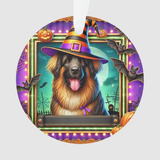 魔女ハット付きハロウィーン犬 オーナメント (正面)