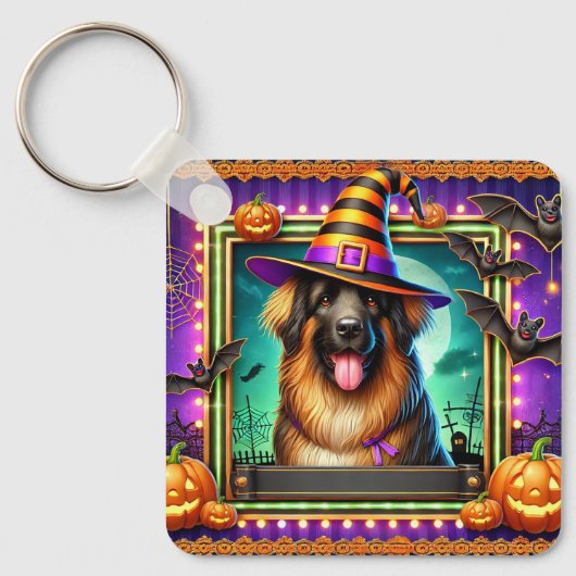魔女ハット付きハロウィーン犬 キーホルダー (正面)