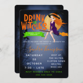 魔女ハロウィーンのバクロレットパーティーを飲む 招待状 (正面/裏面)
