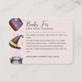 魔女ハロウィーンの女の子の本のリクエスト赤ちゃんシャワー エンクロージャーカード (正面)