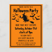 魔女ハロウィーンの衣装パーティー インビテーションポストカード (正面)