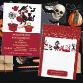 魔女ハロウィーンスパイダーウェブカボンプキンキッズ誕生日 招待状