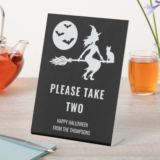 魔女ハロウィーントリックまたはトレーターがあなたのキャンディを取る 台座サイン (インサイチュ)