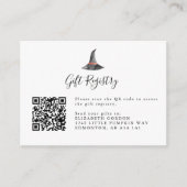 魔女ハロウィーン赤ちゃんシャワーギフトレジストリQRコード エンクロージャーカード (正面)